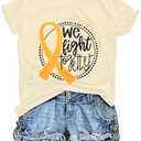 Childhood Cancer Awareness Shirt Women We Fight Together Shirt Gold Ribbon Pediatric Cancer Short Sleeve Tops Size L