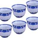 Woonsoon Chinese Handmade Kungfu Tea Cup 80 ml, Bone China Blue and White Tea Cups Set of 6,Ceramic Tea Mugs Without Handles, Best Gift, Missing 2 Cup
