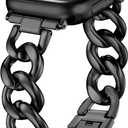 DaQin Black Band Compatible with Apple Watch Bands for Women 40mm 38mm 41mm 42mm 44mm 45mm 46mm, Metal Chain Link Steel Replacement Accessories Bracelet for iWatch Bands Series 11 10 9 8 7 6 5 4 3 2 1