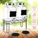 Drink Dispenser,2PACK Glass Drink Dispensers for Parties,1 Gallon Beverage Dispenser with Stand, Stainless Steel Spigot Leak proof, Come with Ice Cylinder, Fruit Tube and 2 Rubber Mats