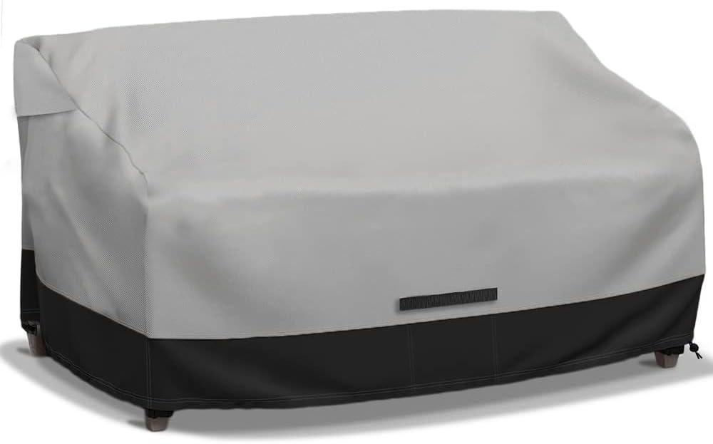 Fade and Tear Resistant Patio Loveseat Covers, Heavy-Duty Waterproof Outdoor Couch Cover, UV Resistant Outdoor Sofa Cover, Lawn Patio Outdoor Furniture Covers,Gray/Black 79Wx38Dx35H Inch