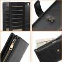 GOIACII Wallets for Women Large Capacity Credit Card Holder RFID Blocking Wristlet Long Purse with Zipper Pocket Black