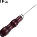 2 x HARFINGTON 3pcs Handwork Sewing Awl Double Gourd Hook Head Awl Leather Punch Hole Tool with Wooden Handle Scratch for Broken Wire Drilling Stitching Repair and DIY Handmade, Rosewood Color
