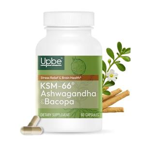 Upbe Ashwagandha Supplements for Women & Men - KSM-66® with Bacopa & Milk Thistle, 60 Vegan Capsules - Stress Relief, Mood, Cortisol Support, Extra Strength Ashwagandha Capsules, Expiry: 06/2027