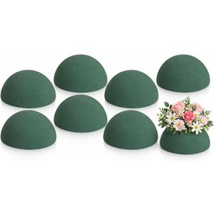 Shihanee 8 Pcs Half Ball Floral Dry Foam Green Round Foam Block Dry Balls Large Flower Craft for Artificial Plant Bouquet Arrangement DIY Craft(3.54 x 1.77 Inches)