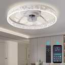 Hrtghzir 20" Ceiling Fans with Lights and Remote, Low Profile Fandelier Ceiling Fan, 3000-6000K Dimmable Modern Smart Flush Mount LED Blade Fan Light, 6 Wind Speeds for Bedroom, Living Room (White)