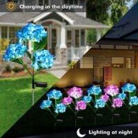 Solar Garden Lights 20Ft 20LED - Waterproof Outdoor String Lights with Hawaiian Plumeria Flowers - Tropical Floral Flower for Fence, Yard, Patio, Party Decor (Blue)