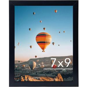 JCJMY 7x9 Picture Frame Black for Wall Hanging or Tabletop- Wall Mounting Horizontally or Vertically, 7 x 9 Wall Gallery Poster Photo Frame for 7 by 9 Photos, Black