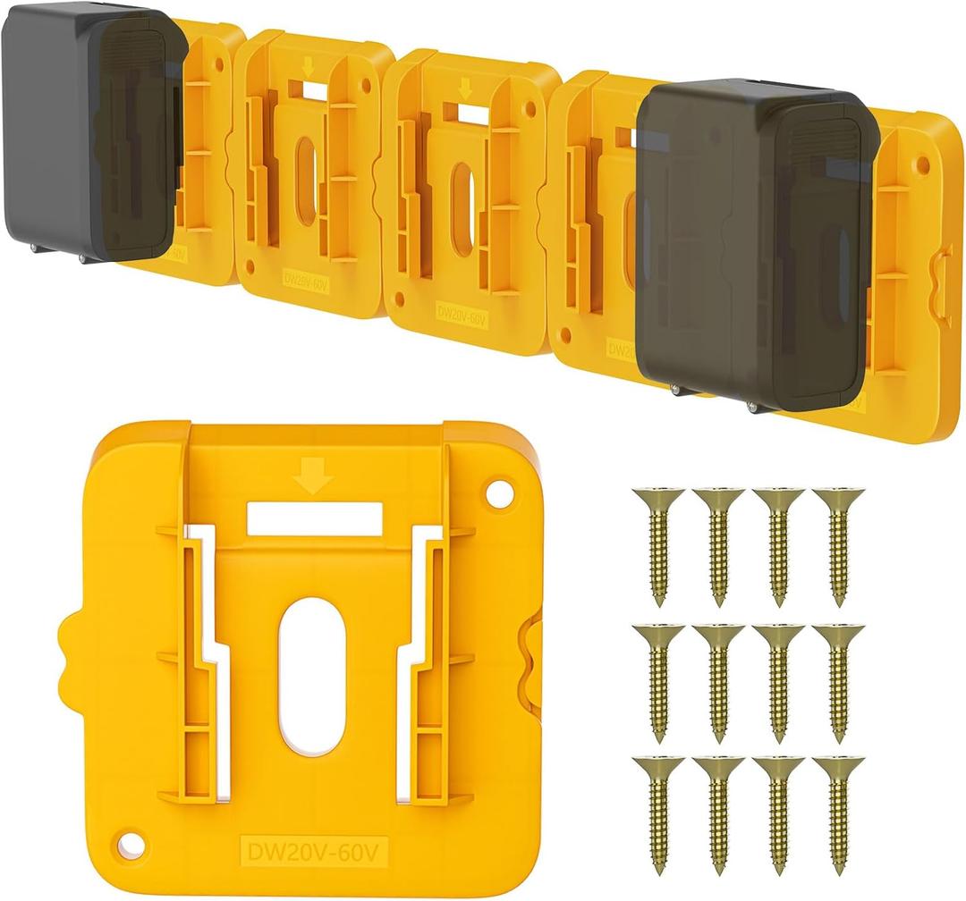6 Pack Battery Mount Holder Compatible for Dewalt 20V 60V Battery Holder Fit for DCB200 DCB203 DCB206 Batteries Wall, Work Van, Shelf, Toolbox