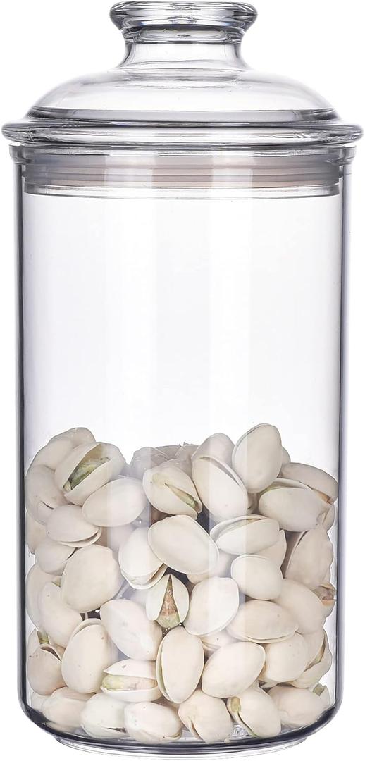 34oz Acrylic Storage Jar, Airtight Lid with Silicone Sealing Ring, Ideal Canister Container for Sugar, Tea, Spices, Herbs, Shells, Bath Salt, Christmas Decorative Apothecary Jars (Standard 1000 ml)
