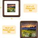 HELPLEX 4x4 Matted to 3x3 Square Picture Frame Set of 2 - Natural Walnut Wood with HD Tempered Glass, Convertible Design for Wall or Tabletop Display - Art Gallery & Luxury Home Office Decor