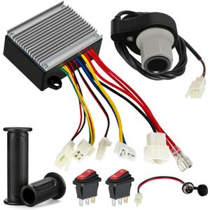 24V Controller and Throttle Compatible with Razor E200 E300 Electric Scooter MX350 (V33+) Dirt Bike, Control Module for E300 (V13+) E200 (V13+) E-Scooter Parts with Charger Port Handlebar Grips
