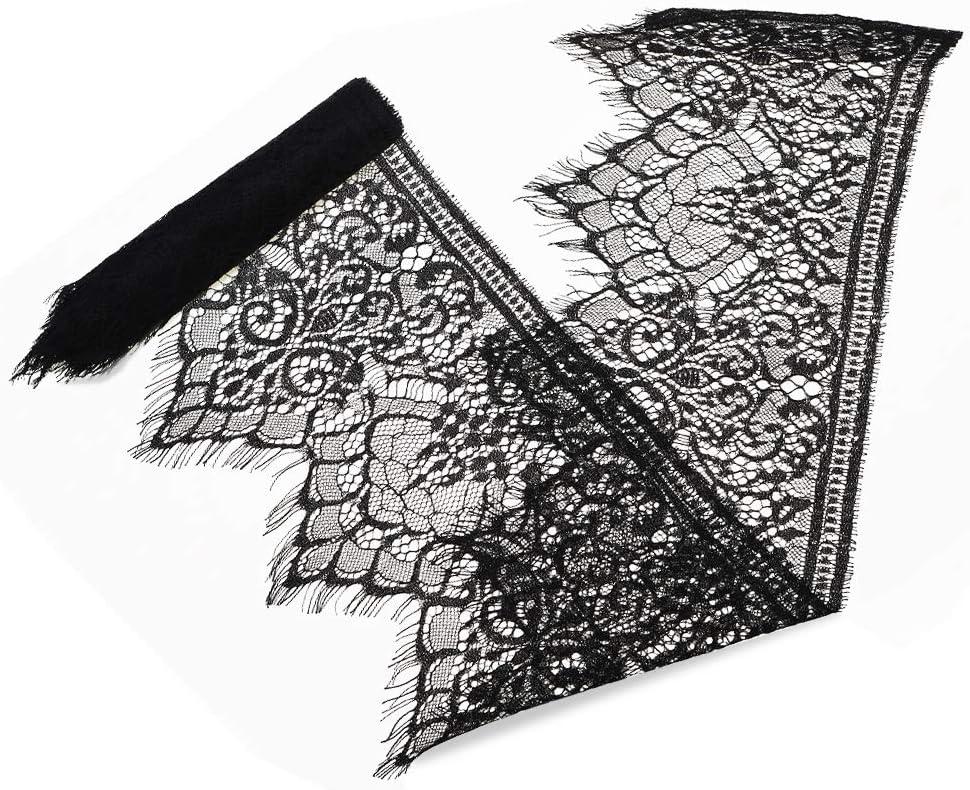 IDONGCAI Black Lace Trim Lace Ribbon Edge Trim Floral Eyelash Lace Ribbon for Garment Decoration and DIY Craft Lace Trimming 7.8''x3yards/lot
