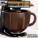 SpaceAid Wooden Bowl with Handle, Kitchen Space Aid Acacia Wood Mixing Bowls Holder for Stand Mixer, Compatible with 4.5 & 5 QT Tilt-Head Models Kitchen, Natural Wood, Large