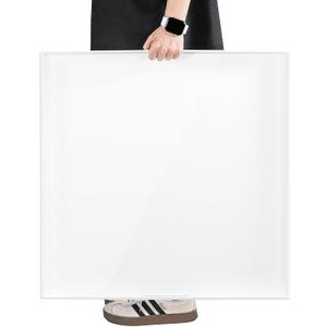 Extra Large Glossy White Acrylic Serving Tray with Handles-King Size Spill Proof-for Ottoman,Coffee Table, Breakfast, Tea, Food, Butler -Safe Edge Organizer-24x24x2H Inch