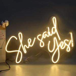 Large Neon Sign She Said Yes Led Neon Light Signs for Wall Neon Art Decor Lights for Children's Room Bar Party Christmas Wedding Decoration, 23.6 x 15.75 Inches (Warm White)