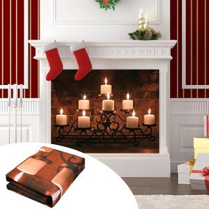 Candles Magnetic Fireplace Cover for Stops Heat Loss 38 x 31 Inch Fireplace Blanket Insulated Draft Cover with 12 Magnet for Indoor Frame Winter Summer(Candles)