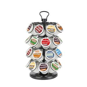 BLACKSMITH FAMILY K Cup Holder, K Cup Carousel, Coffee Pods Storage Organizer Stand (Black, 32 Pods Capacity K/D Design)