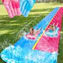 JOYIN 32.5FT Water Slide and 2 Inflatable Boards, Extra Long Heavy Duty Double Lawn Waterslide with Sprinkler for Kids Adults Backyard Summer Water Toy Outdoor Fun, Blue, Pink