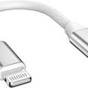 9cm Lightning Male to Lightning Female Charger Adapter, iPhone Extension Charging Adapter Cable Cord Connector Converter Dongle Compatible with iPhone 14 13 12 11 XS XR X 8 7 6 Not USBC (Silver-TPE/1FT)