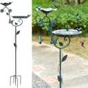 Metal Bird Baths for Outdoors, 56.5" H Heavy Duty Birdbaths with 5 Prong Base, Vintage Free Standing Bird Feeders for Garden, Bird Bath Stand Bowl for Outside Yard Patio Decor, Blue