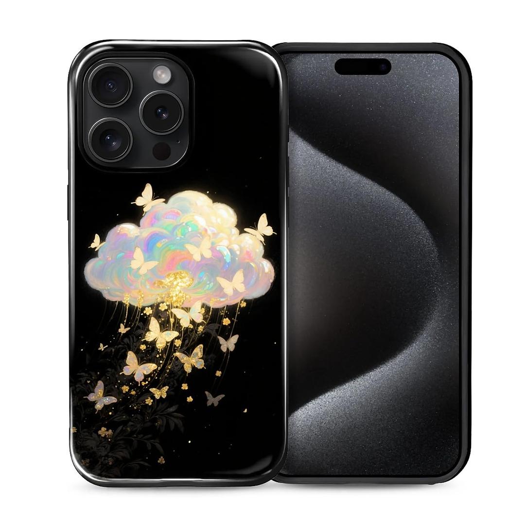 Case for iPhone 15 Pro, Shockproof Hybrid Protective Phone Case, Dual-Layer Drop Protection Anti-Scratch, Butterfly Cloud