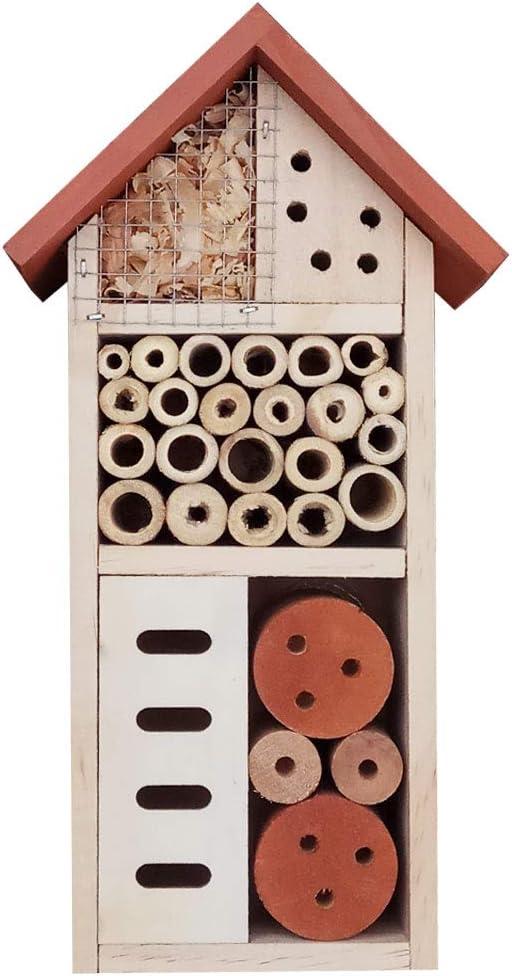 Lulu Home Wooden Insect House, Hanging Insect Hotel for Bee, Butterfly, Ladybirds, Beneficial Insect Habitat, Bug Hotel Garden, 10.4 X 3.4 X 5.4 Inch (Brown)