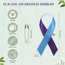 XunYee 500 Set Suicide Semicolon Prevention Awareness Sexual Assault Awareness Teal Purple Ribbon Fabric Awareness Ribbons with Safety Pins Satin Ribbon for Charity Public Social Event Welfare