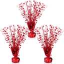 Crowye 3 Pieces Metallic Foil Spray Centerpiece Christmas Party Star Table Decoration Burst Centerpieces Winter Table Decor for Birthday New Year Party Holiday(Red)