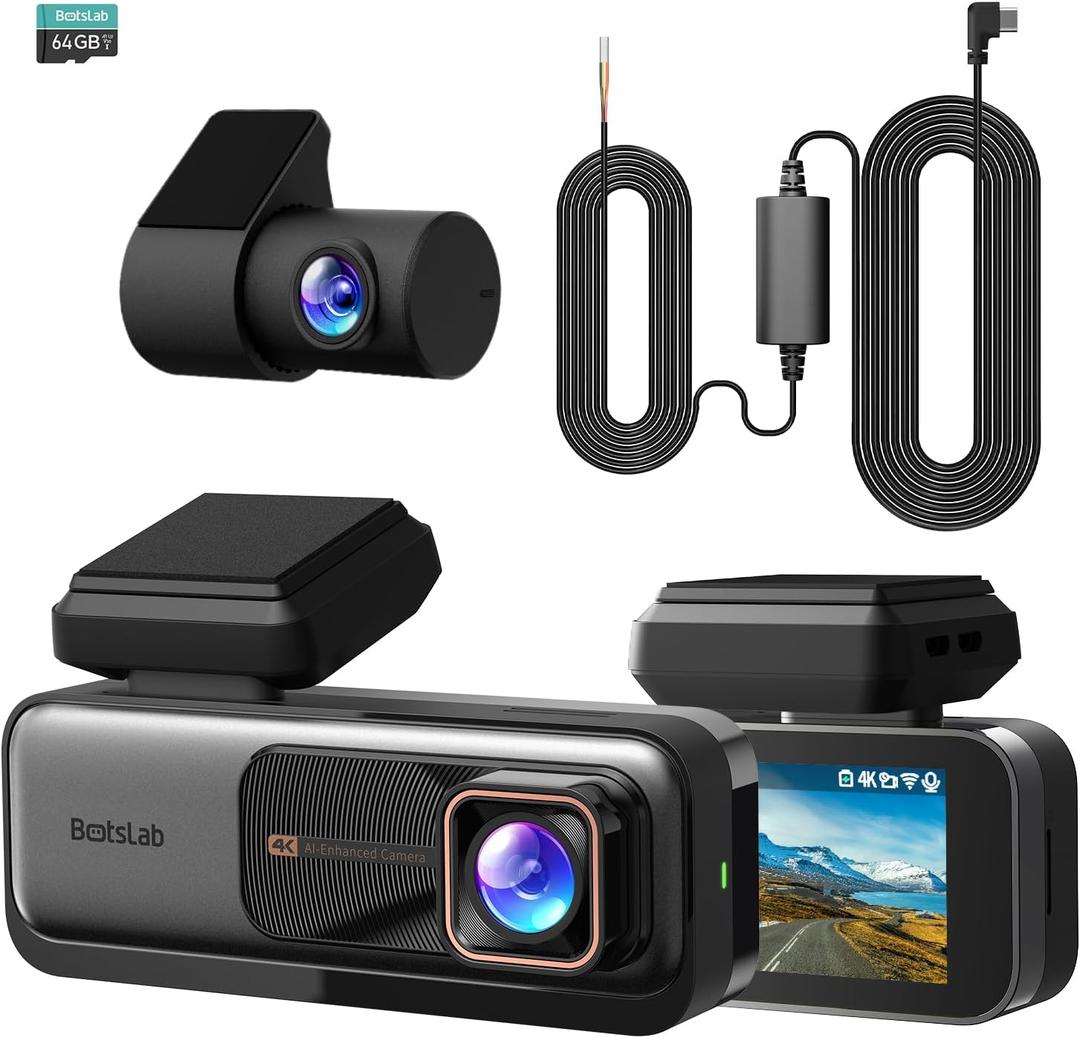4k Dash Cam Front and Rear, 24/7 Parking Monitor with Hardwired Kit, 170 Ultra Wide Dashcam, ADAS, IMX415 Sensor, Night Vision, WDR, Loop Recording, 5G/2.4G WiFi & GPS, Free 64GB Card (Silver)