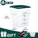 BIEAMA 4 Pack Food Storage Containers with Lids, 4 Quart Square Commercial Food Containers, NSF, Polycarbonate, Clear