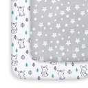 Moonsea Pack and Play Sheets, 2 Pack Mini Crib Sheets, Stretchy Playard Fitted Sheet, Compatible with Graco Pack n Play, Soft and Breathable Material, Stars & Bunny