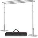10x10 Triple Crossbar Pipe and Drape Stand Kit, Heavy Duty Backdrop Stand Adjustable, Sturdy Metal Back Drop Decoration Frame with Flat Base for Parties, Flower Wall, Wedding,Trade Shows, Photo Shoot (10ftx10ft, Silver)