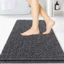 BOANKODU Bathroom Rugs 36x24, Extra Soft Absorbent Chenille Bath Rugs, PVC Backing Quick Dry, Machine Washable Bath Mats for Bathroom Floor, Tub and Shower, Home Decor Accessories,Dark Grey
