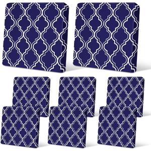 pickyNproud 8Pcs Patio Cushion Covers Stretch Outdoor Couch Cushions Slipcovers Replacement Washable Furniture Protector with Elastic Bottom Sofa Chair Seat Cover, Deep Blue