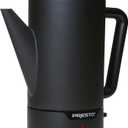 Presto 02815 12Cup Cordless Coffee Percolator  Stainless Steel, Modern Design, Easy Pour Spout, StayCool Handle, MatteBlack