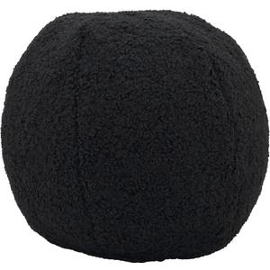 SARO LIFESTYLE Plush Playfulness Faux Fur Ball Poly Filled Throw Pillow, Black, 10"