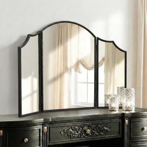 Besdomus Black Scalloped Vanity Mirror: 36"x24" Three Sided Dresser Miror
