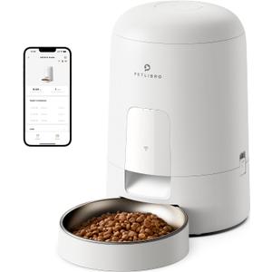 PETLIBRO Automatic Cat Feeder, Wi-Fi Rechargeable Cats Food Dispenser Battery-Operated with 30-Day Life, AIR 2.4G Wi-Fi Timed Pet Feeder for Cats & Dogs, 2L Auto Cats Feeder, White