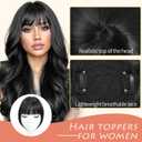 2 x Clip in Bangs, French Bangs Hair Clip, 360Cover Top Hair Toppers for Women with Thinning Hairs, 10 Inch Fake Bang Hairs Pieces for Women Daily Wear (Natural Black)