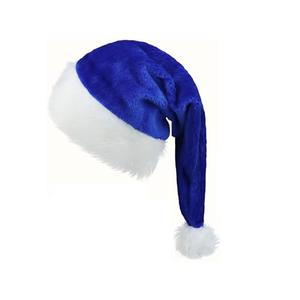 CZolden Plush Christmas Hat Blue Velvet Santa Hat for Women Men Christmas Holiday New Year Party Supplies 2 Pack