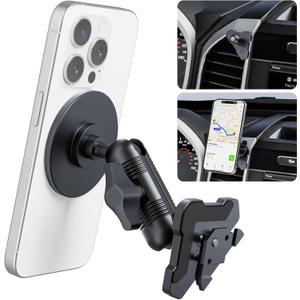 CNC Vent Phone Holder, Magnetic Air Vent Phone Holder Cradles Mount Compatible with F150 2015-2020 & Super Duty F250 F350 F450 2017-2021, Full Metal Bracket for Most CellPhones