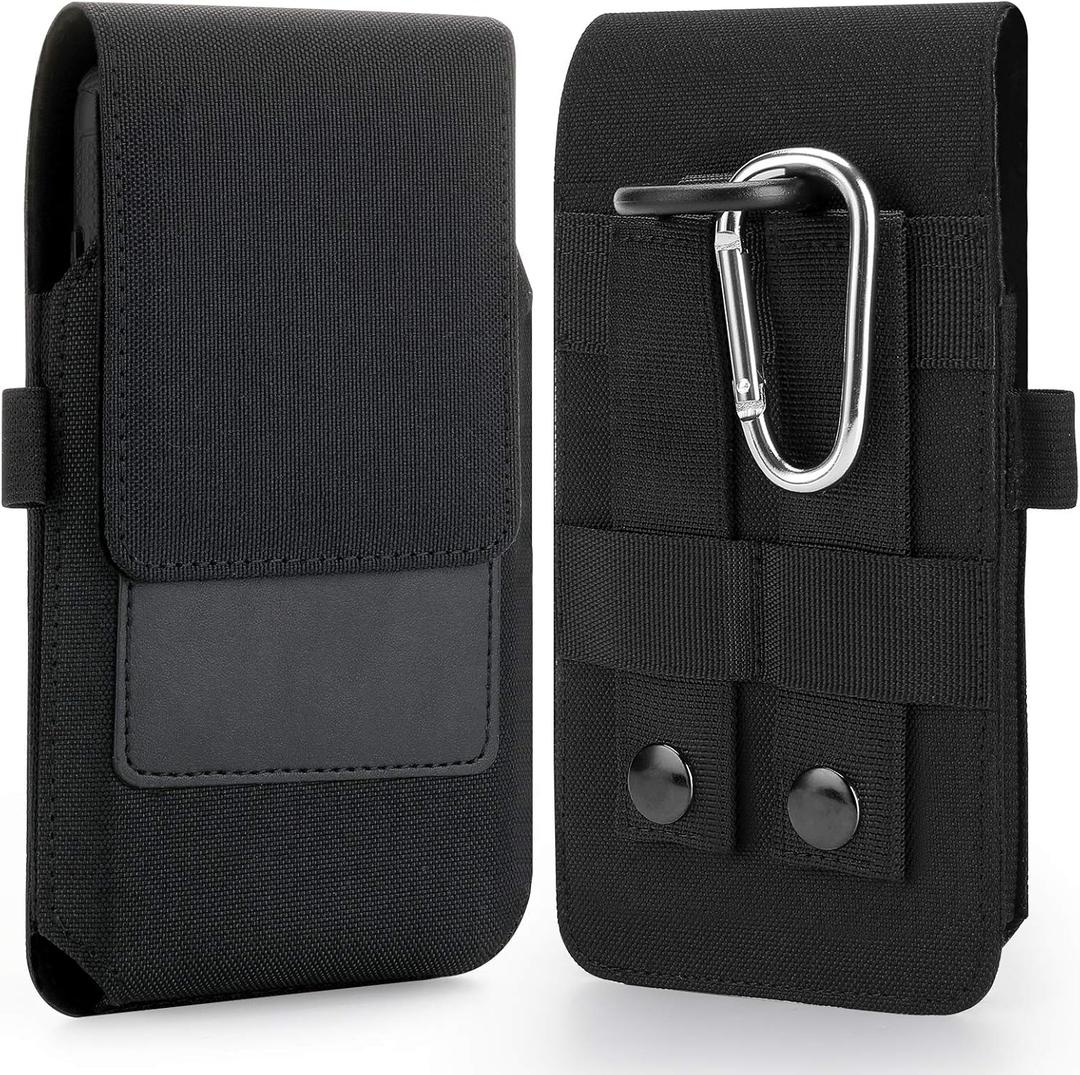 Mopaclle Nylon Cell Phone Holster Compatible with iPhone 14 Pro Max 14 Plus 13 Pro Max 8 Plus 7 Plus, Galaxy S23 Plus S8 Plus S21 FE A73 A33 A14 A32 A24 4G Belt Case with Belt Clip Phone Holder Pouch (L (6.5 x 3.5x0.5 in))