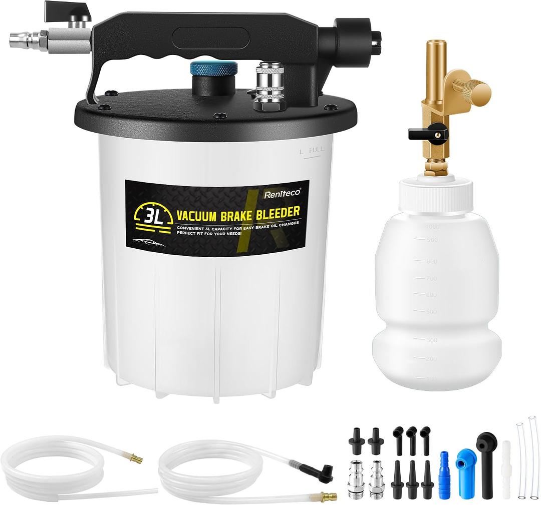 3L Vacuum Brake Bleeder Kit - One Person Brake Bleed Fluid Pump Brake Bleeding Tool with 3L Brake Fluid Extractor and 1L Refilling Bottle