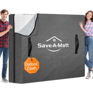 SaveAMatt Mattress Bags for Moving and Storage, Mattress Protector Cover with 4 Heavy-Duty Handles & Strong Zipper, Extra Thick Reusable Mattress Moving Supplies, King Size, Gray