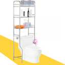 Susunnus Over The Toilet Storage 3 Tier S,Bathroom Shelves Over Toilet,Freestanding Space Saver with Toilet Paper Holder,Stainless Steel,Pragmatic, Sturdy,Waterproof,Silver, M-size
