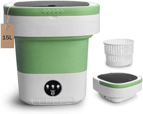 Portable Washing Machine, 15L Upgraded Mini Washer with Spin Basket Laundry Machine, 3 Cleaning Modes Suitable for Small Clothes, Foldable Design Ideal for Apartment, Home, Hotel