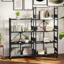 WORKPRO 5-Tier Folding Shelf, No-Assembly Metal Storage Rack with Wheels, 750 lbs Capacity (with Leveling Feet), Collapsible Shelving Unit for Kitchen, Pantry, Bathroom & Closet Organization