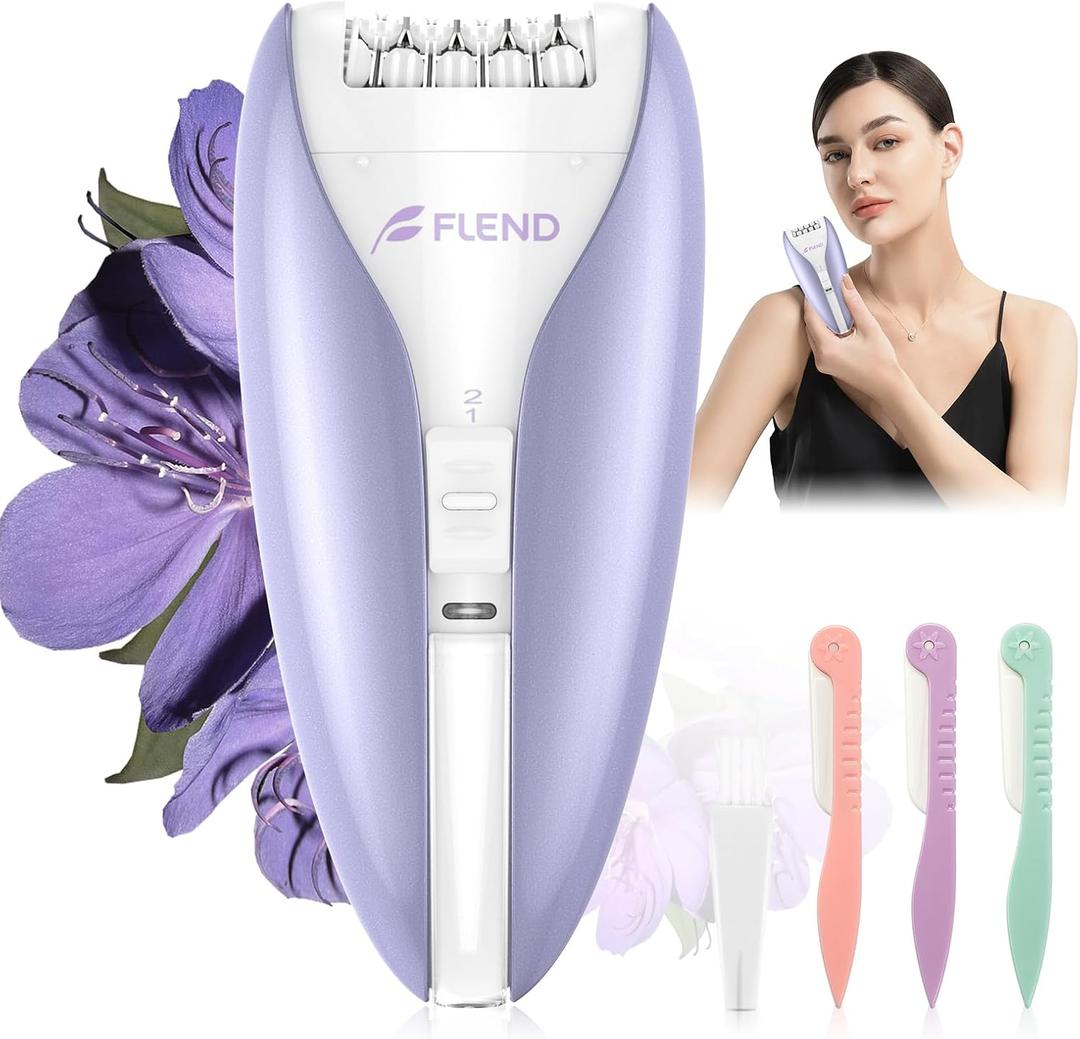 Epilator for Women, Silent Facial Hair Removal Device, Smooth Glide Tech 2 Speeds & 36 Tweezers Gentle Efficient Hair Removal Cordless Epilators for Face Legs Arms Armpit Bikini