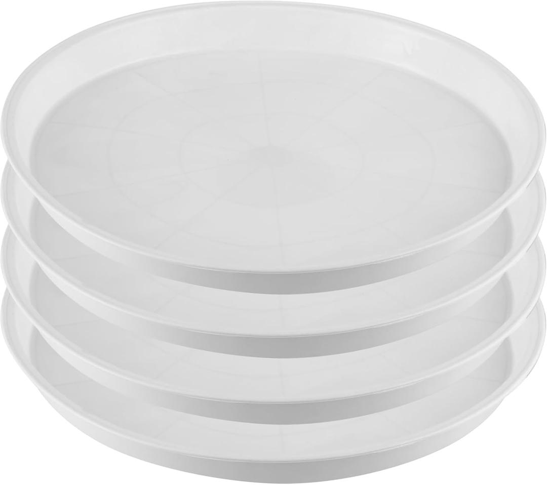 4 Packs 18.5 Inch Plant Saucers for Indoors Outdoors Plastic Plant Water Catcher Trays No Holes Round Flower Pot Drip Trays for Pots Base Heavy Duty Plant Pot Saucers Water Drainage Trays, White (18.5 inch(4 Pack))